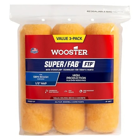 Wooster 9" Paint Roller Cover, 1/2" Nap Nap, Knit Fabric RR927